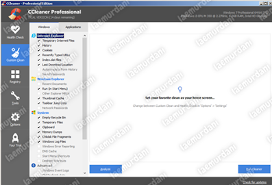 aplikasi ccleaner untuk membersihkan file sampah pada Komputer